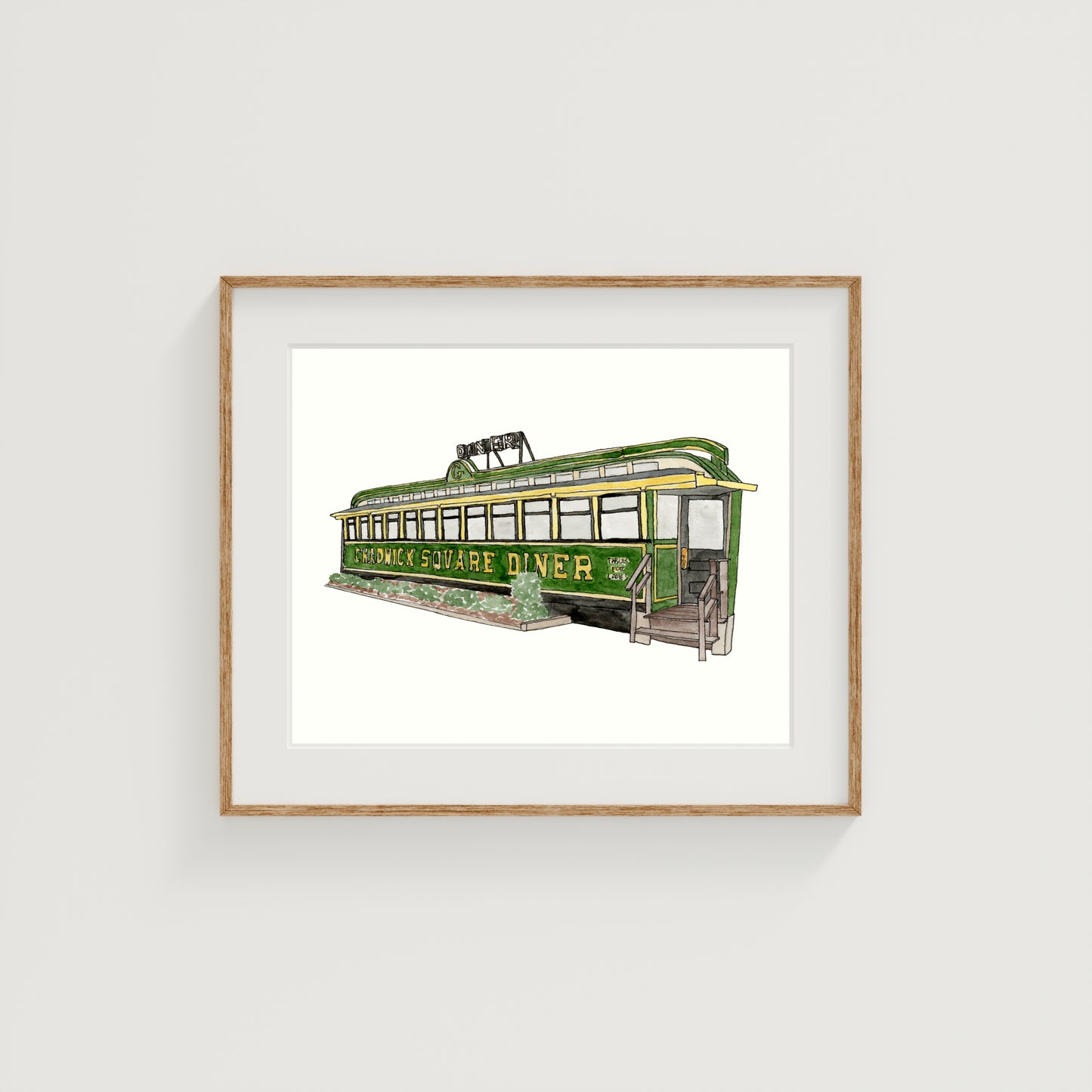 Chadwick Square Diner Art Print | Worcester, MA | Watercolor and Ink