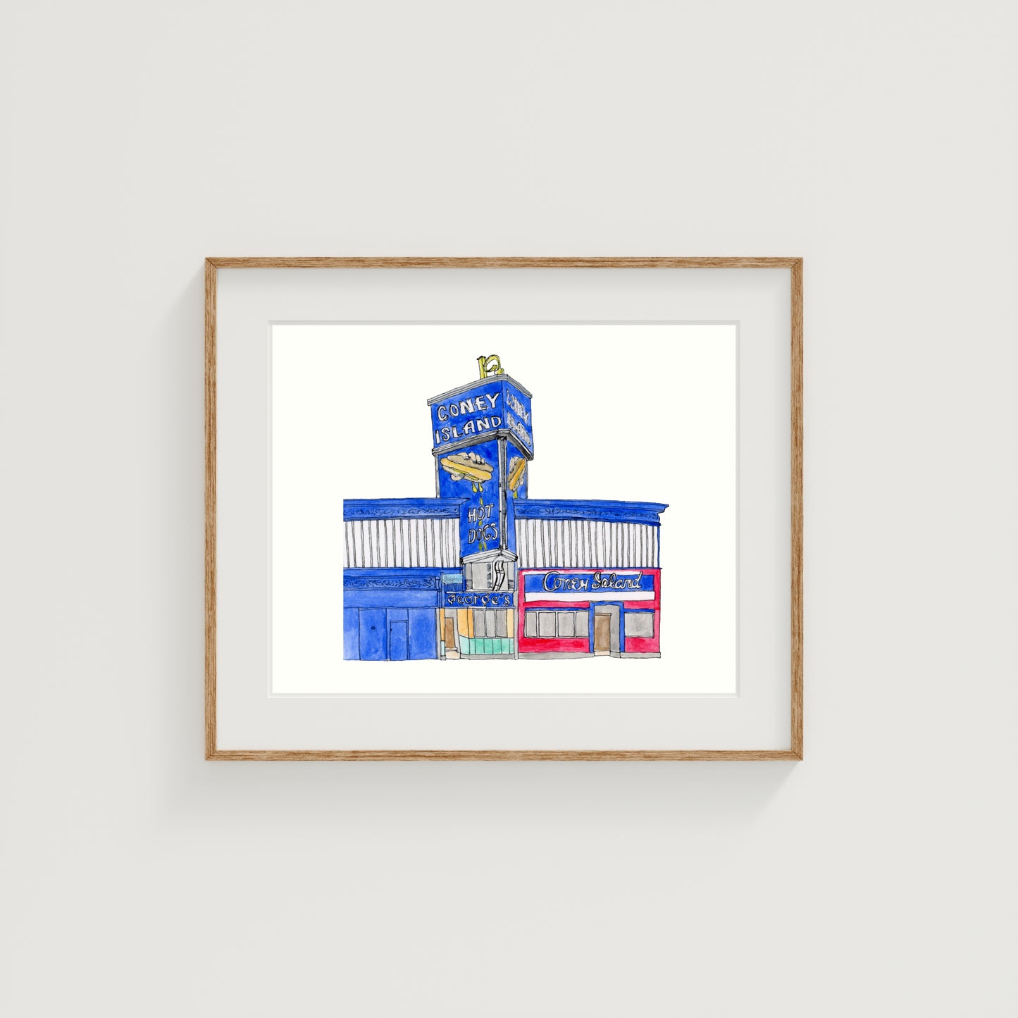 Coney Island Art Print | Worcester | Watercolor and Ink