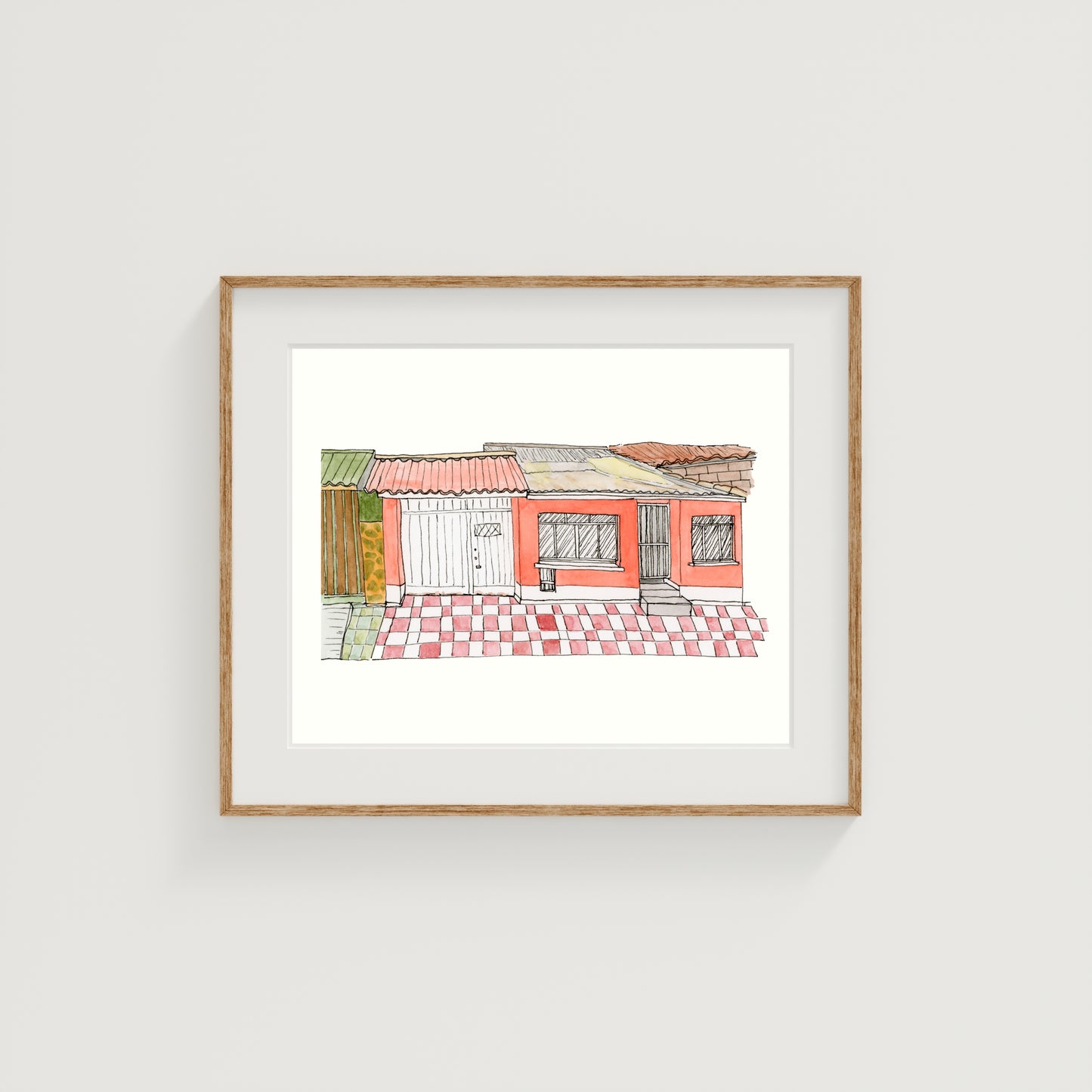 Guatemala Buildings Art Print | Watercolor and Ink