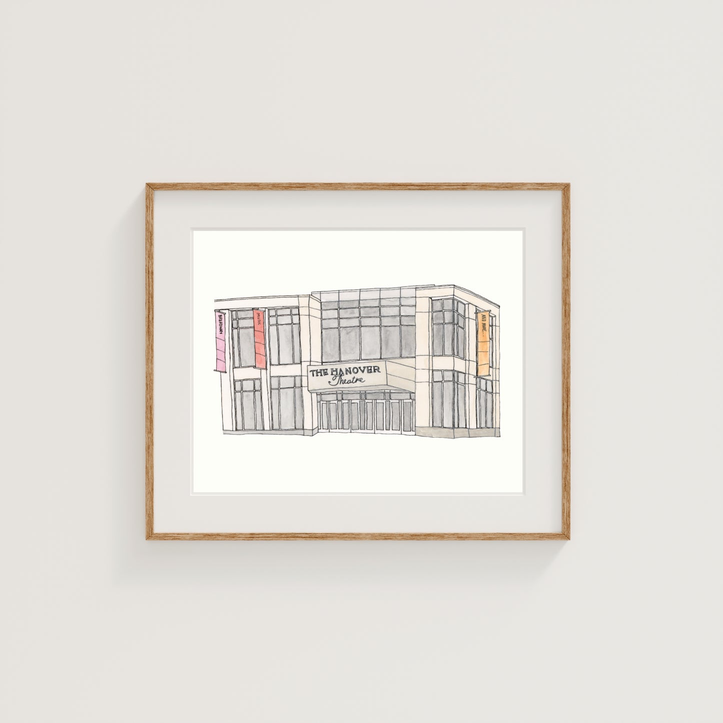 Hanover Theatre Art Print | Worcester | Watercolor and Ink