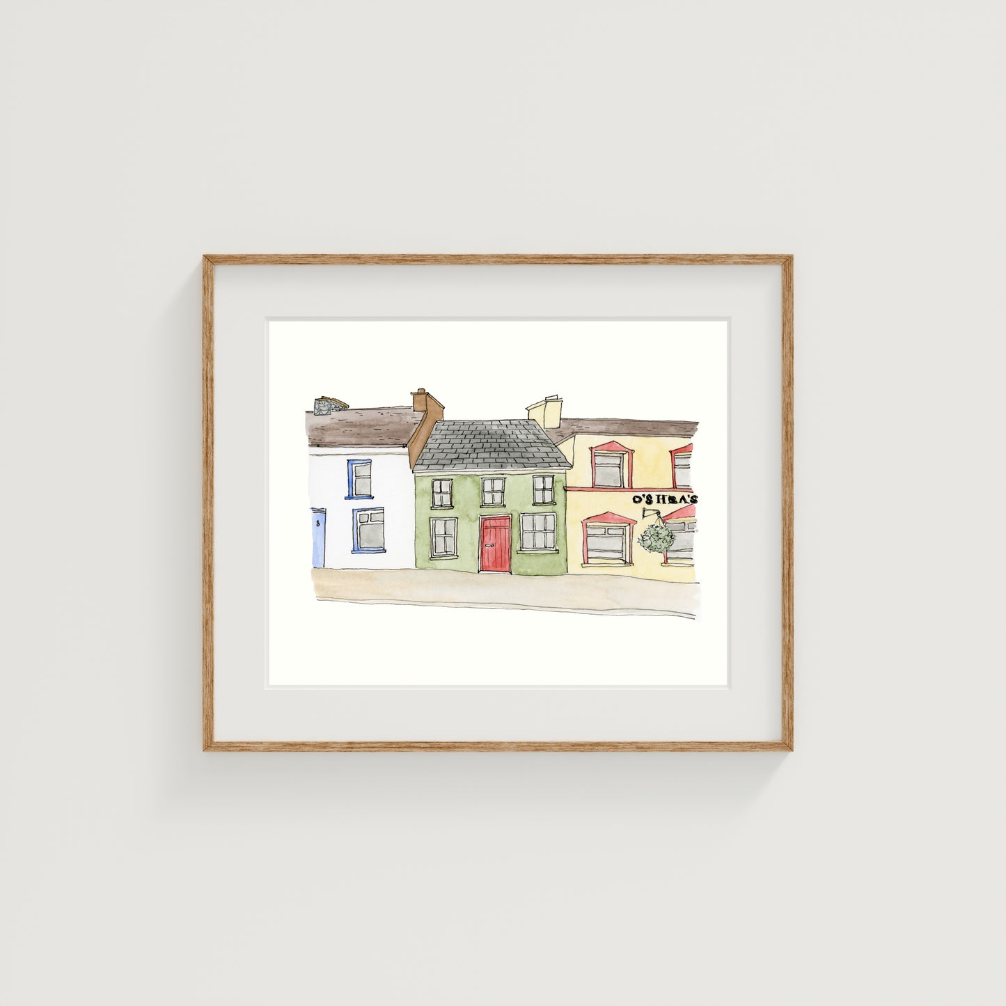 Ireland Buildings Art Print | Watercolor and Ink