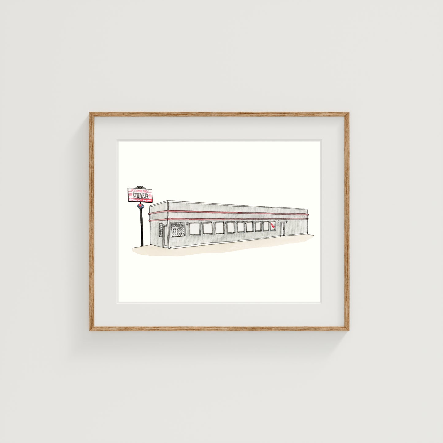 Kenmore Diner Art Print | Worcester, MA | Watercolor and Ink