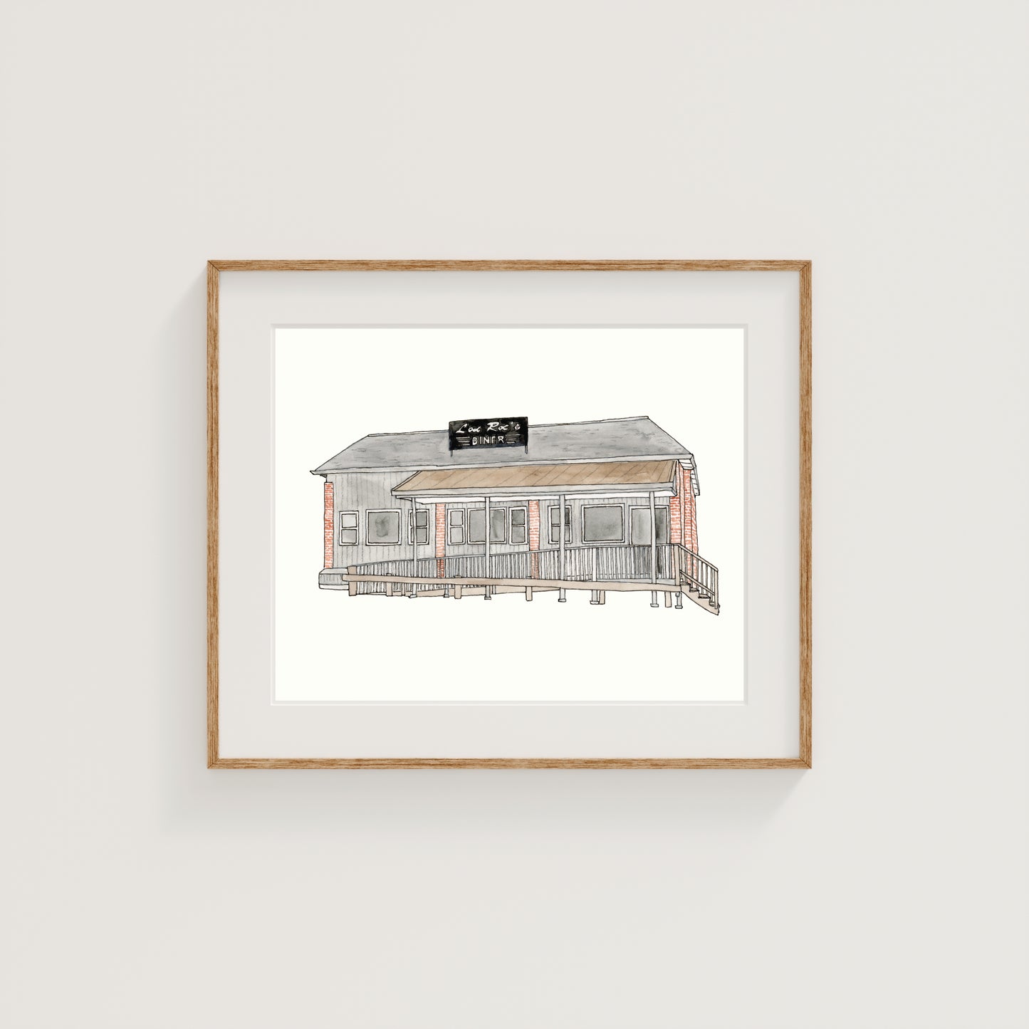 Lou Roc's Diner Art Print | Worcester, MA | Watercolor and Ink