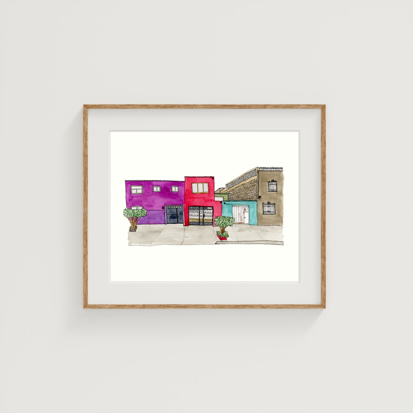 Mexico City Buildings Art Print | Mexico | Watercolor and Ink