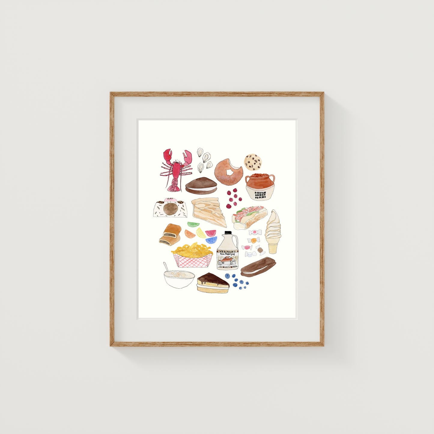 New England Foods Collection (Simplified) Art Print | Watercolor and Ink