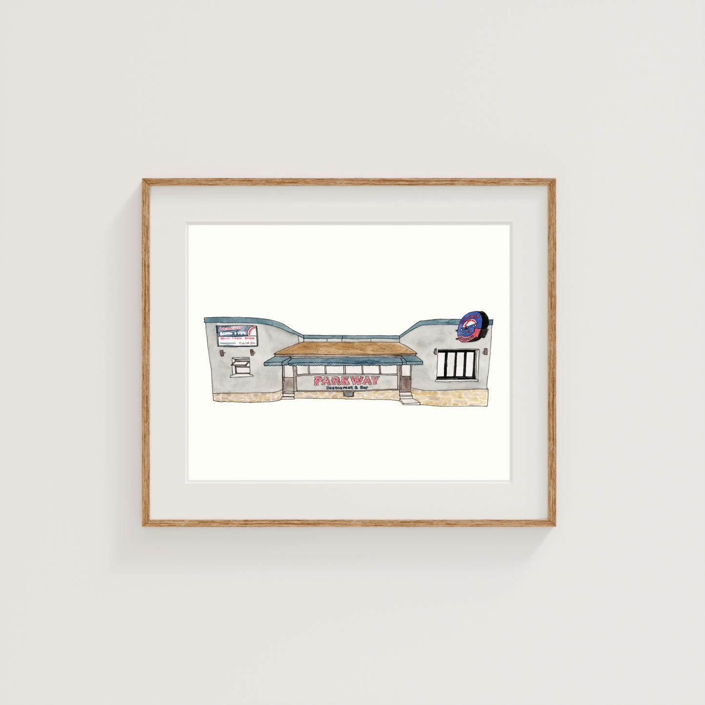 Parkway Diner Art Print | Worcester, MA | Watercolor and Ink