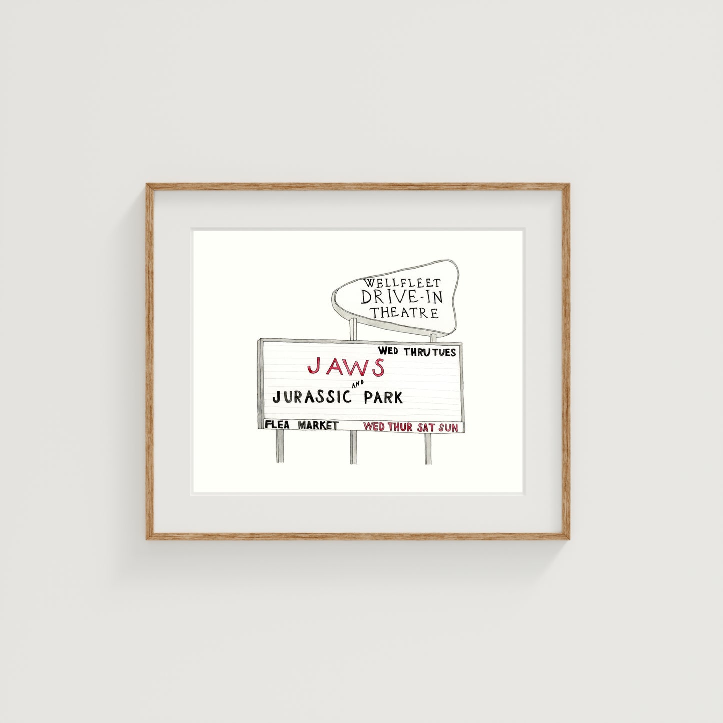 Wellfleet Drive-In Art Print | Cape Cod | Gouache, Watercolor, and Ink