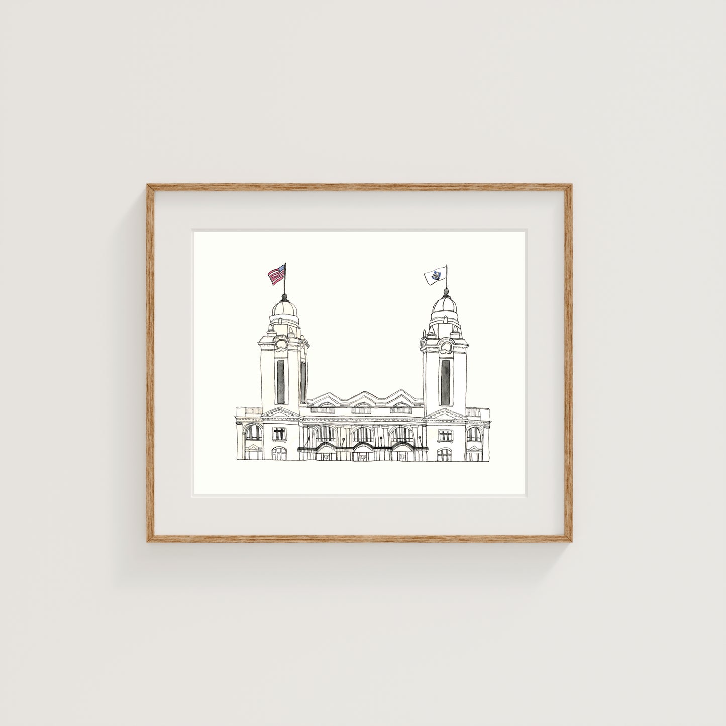Union Station Art Print | Worcester | Watercolor and Ink