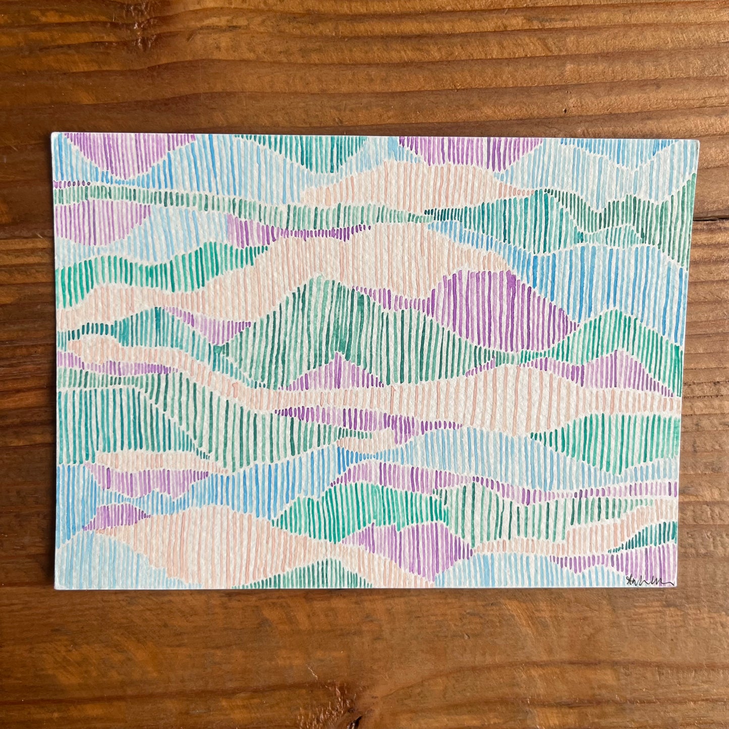 Blue, Purple, Yellow, Green Watercolor (Original)