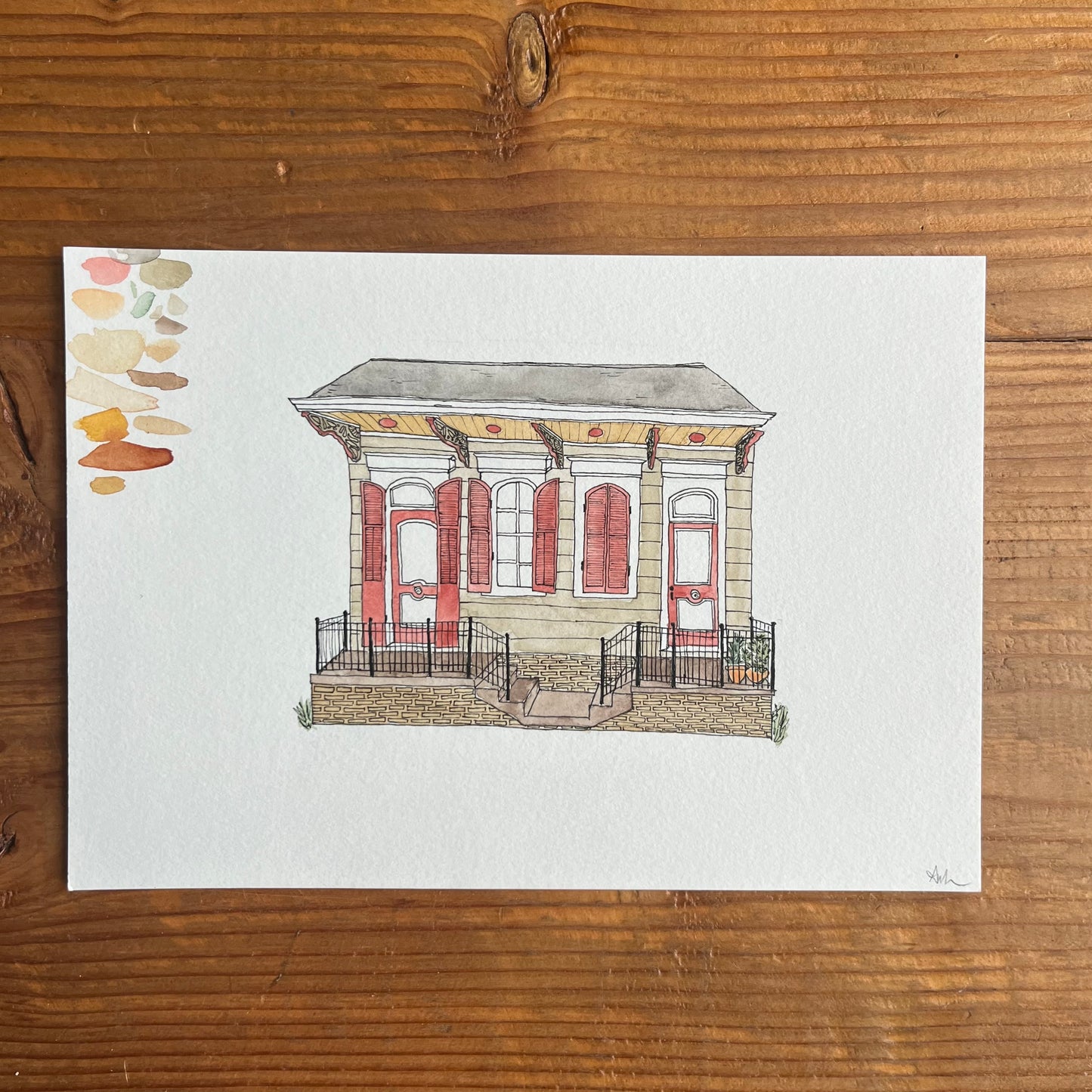 New Orleans House - beige and red (Original)