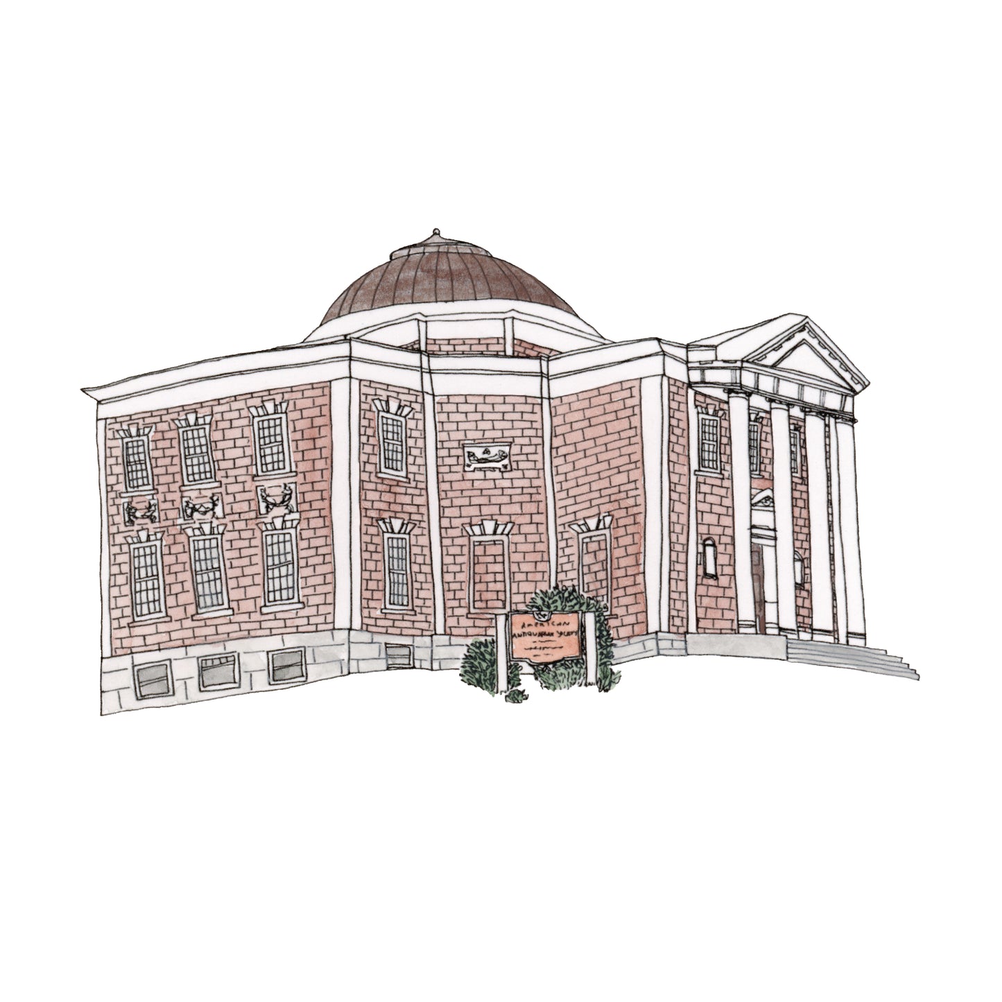 American Antiquarian Society Art Print | Worcester | Watercolor and Ink