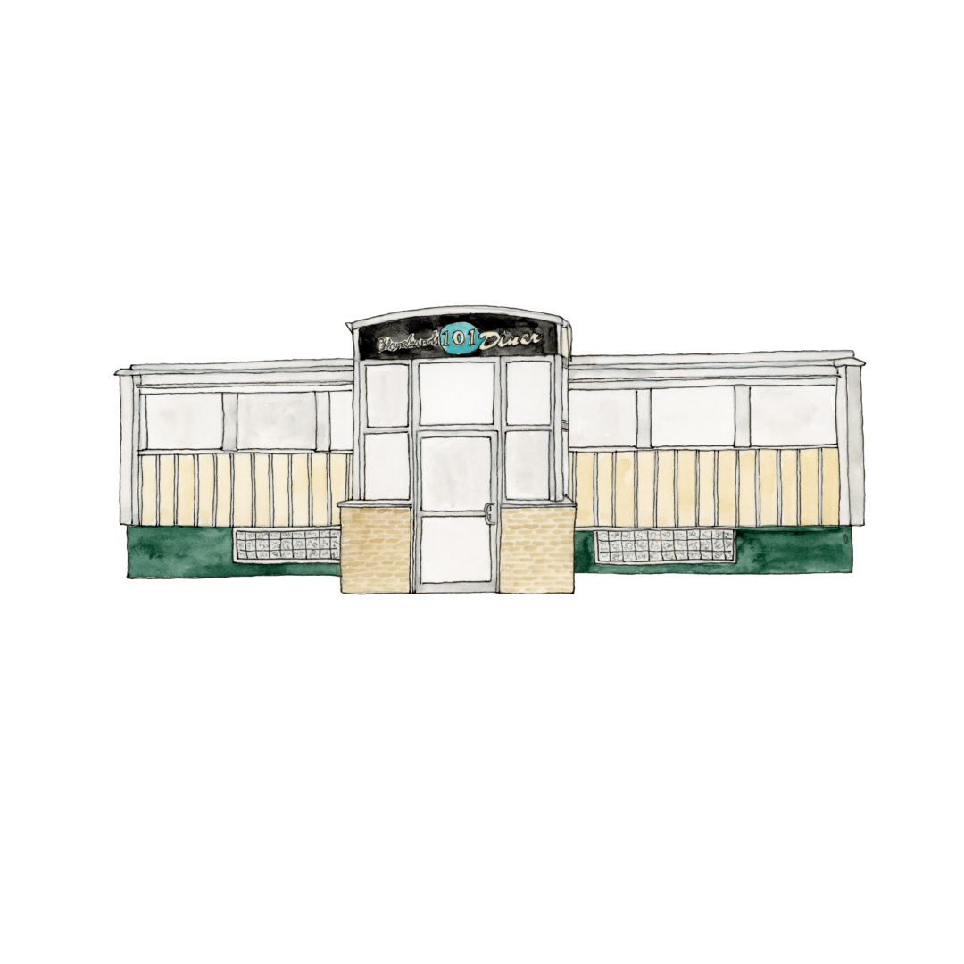 Blanchard's 101 Diner Art Print | Worcester, MA | Watercolor and Ink