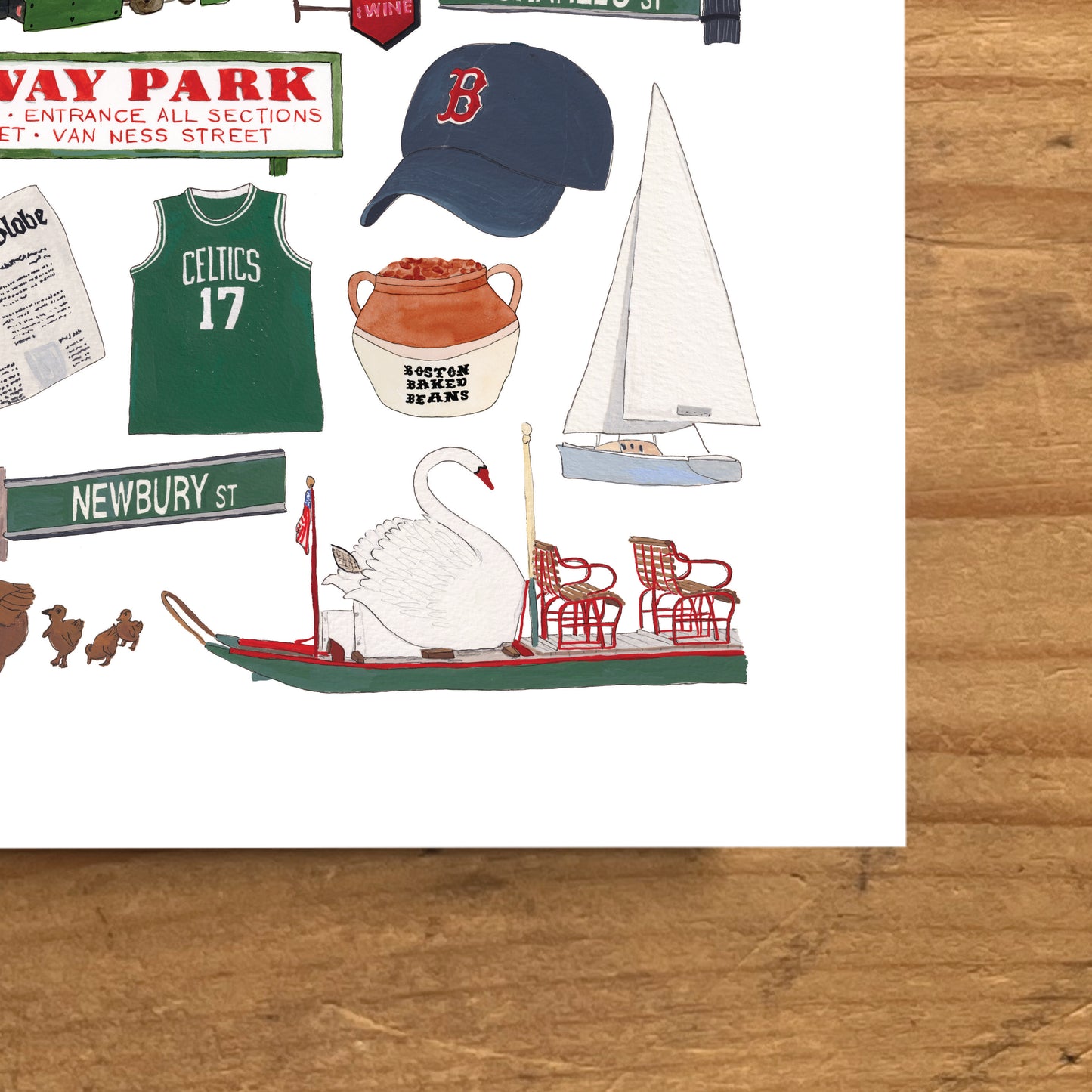 Boston, MA Collection Art Print | Gouache and Ink