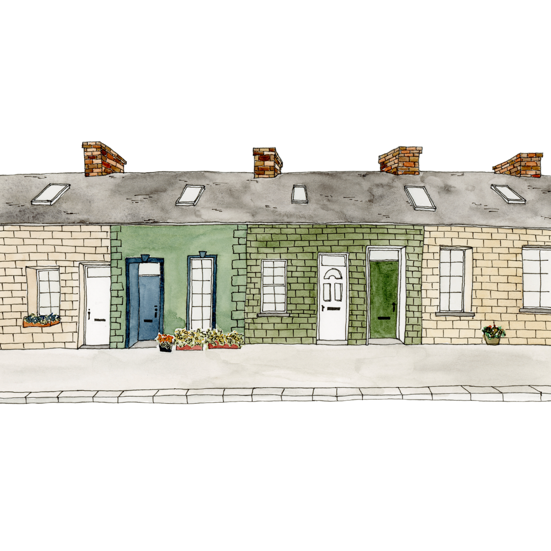 Cork, Ireland Buildings Art Print | Watercolor and Ink