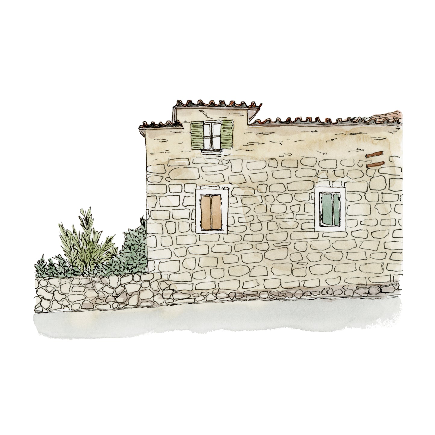 Croatia Building Art Print | Watercolor and Ink