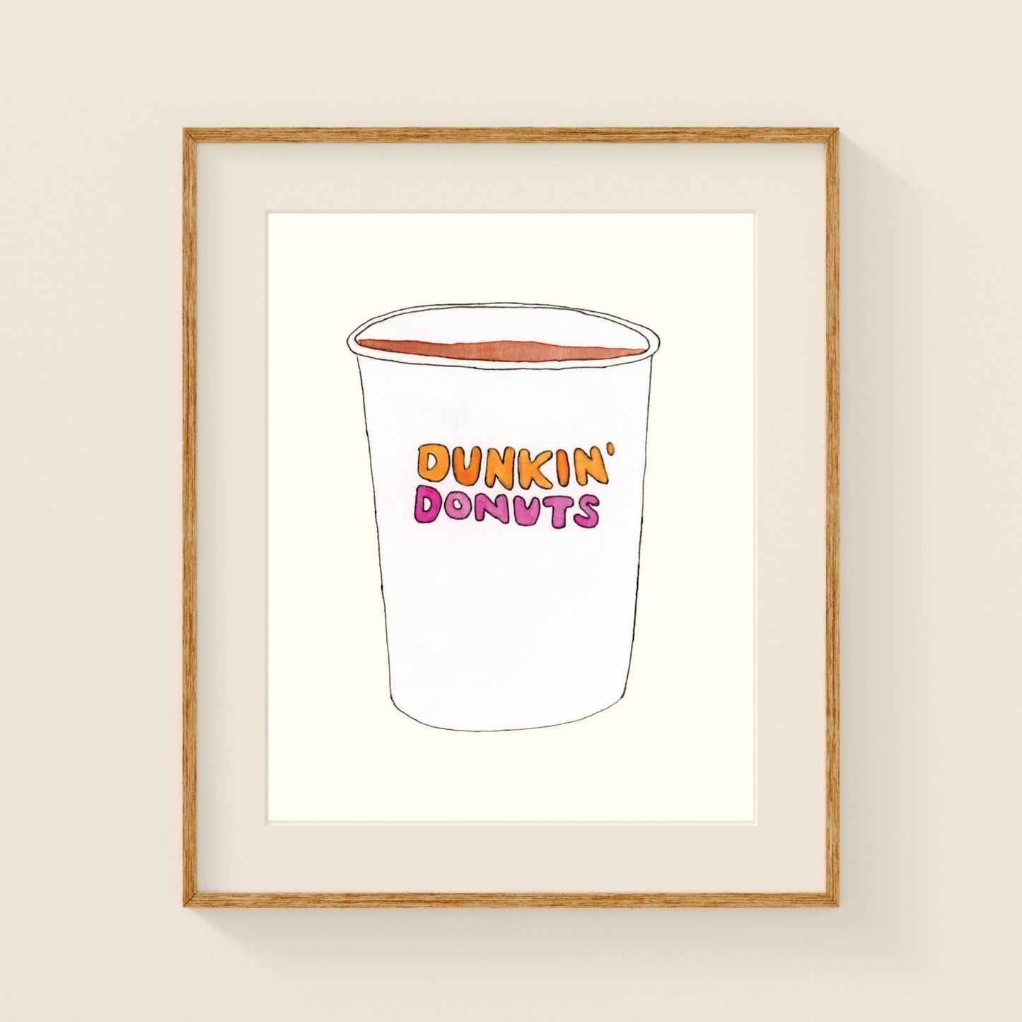 Dunkin' Donuts Cup | New England Food | Watercolor and Ink