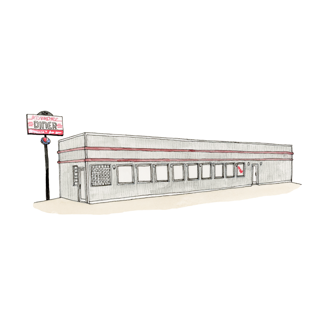 Kenmore Diner Art Print | Worcester, MA | Watercolor and Ink
