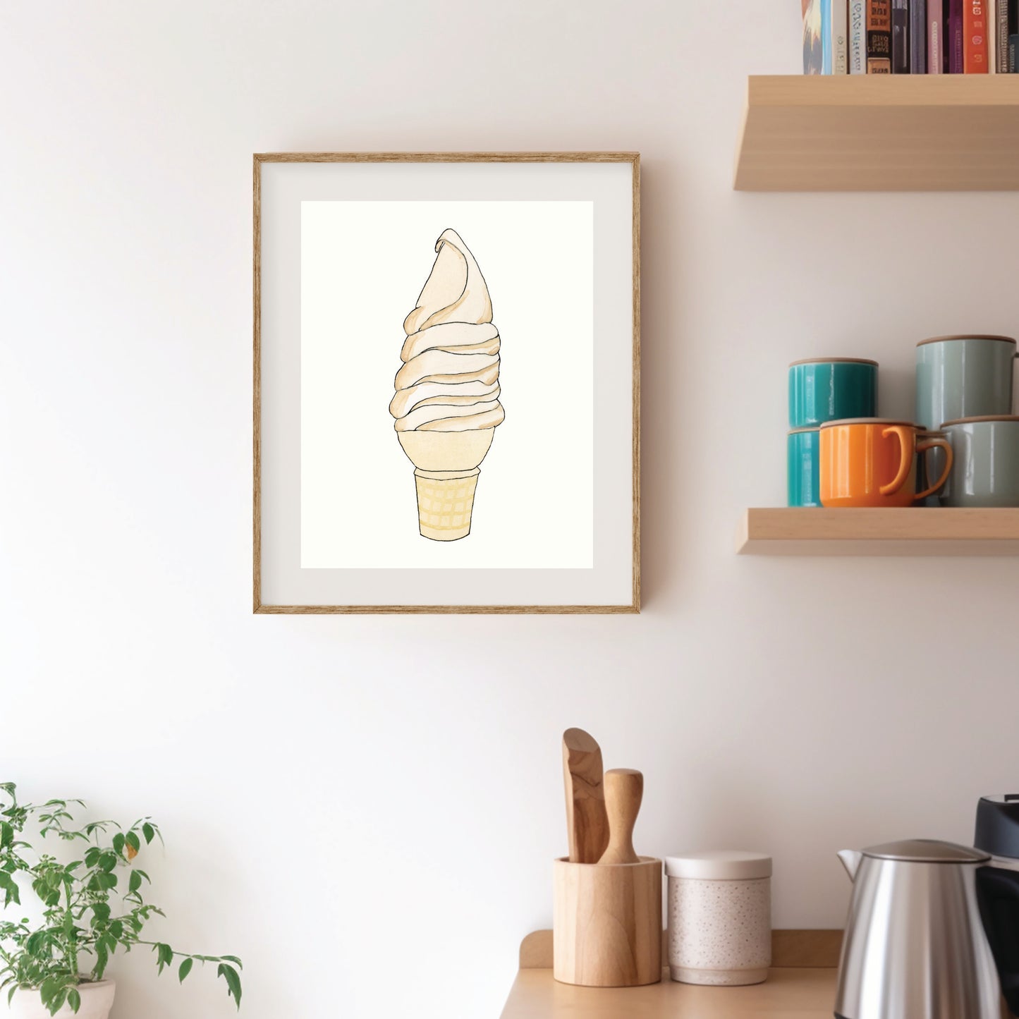 Maple Creemee Ice Cream | New England Food | Watercolor and Ink