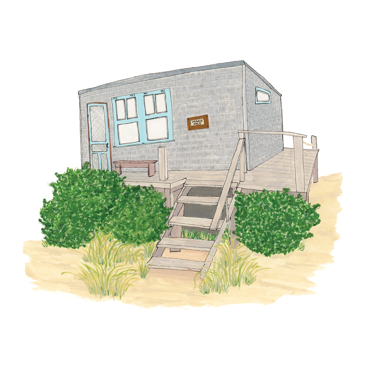Margo Gelb Dune Shack Art Print | Provincetown | Gouache and Ink