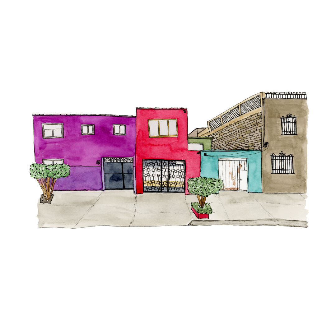 Mexico City Buildings Art Print | Mexico | Watercolor and Ink