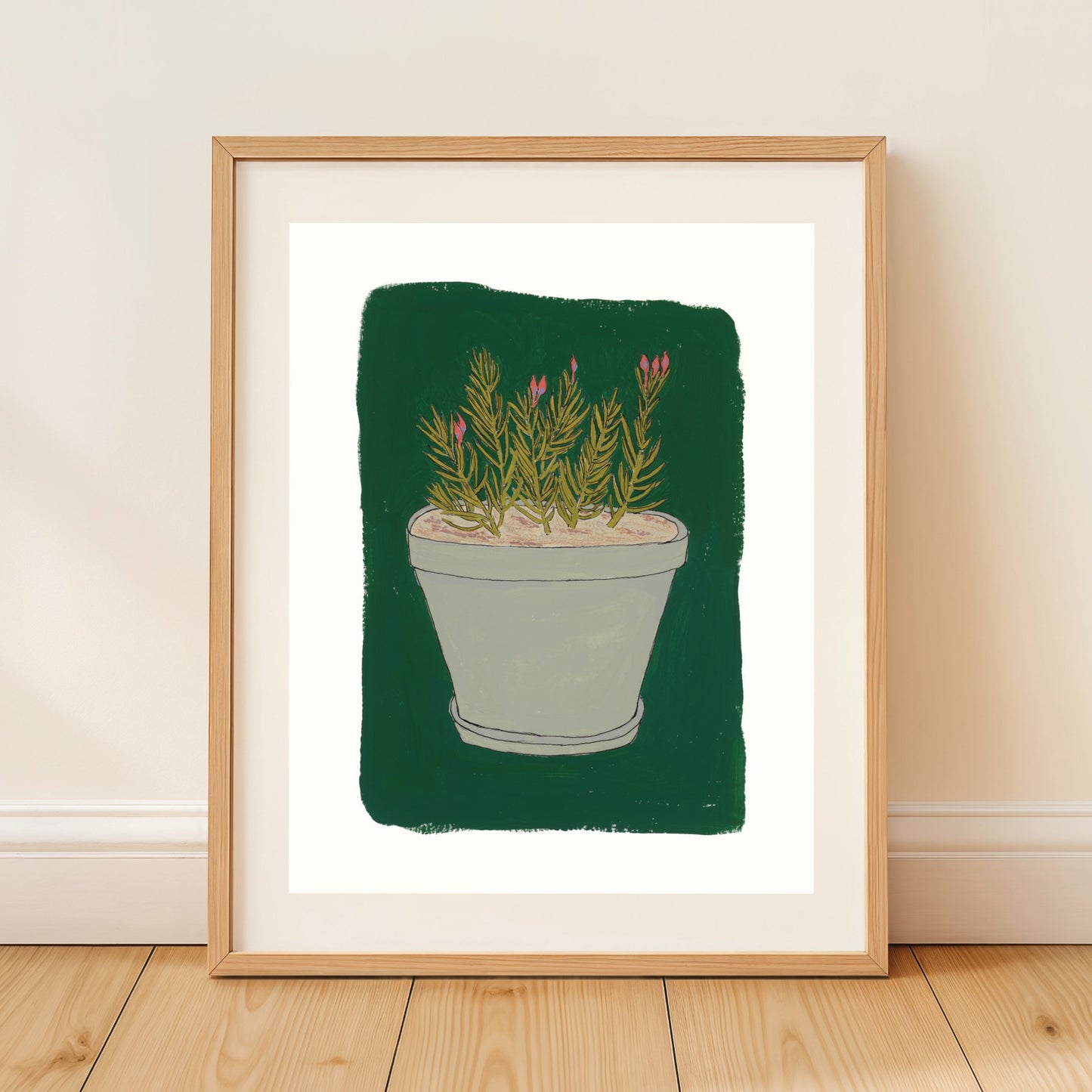 Potted Green Plant | Fine Art Print | Gouache and Ink