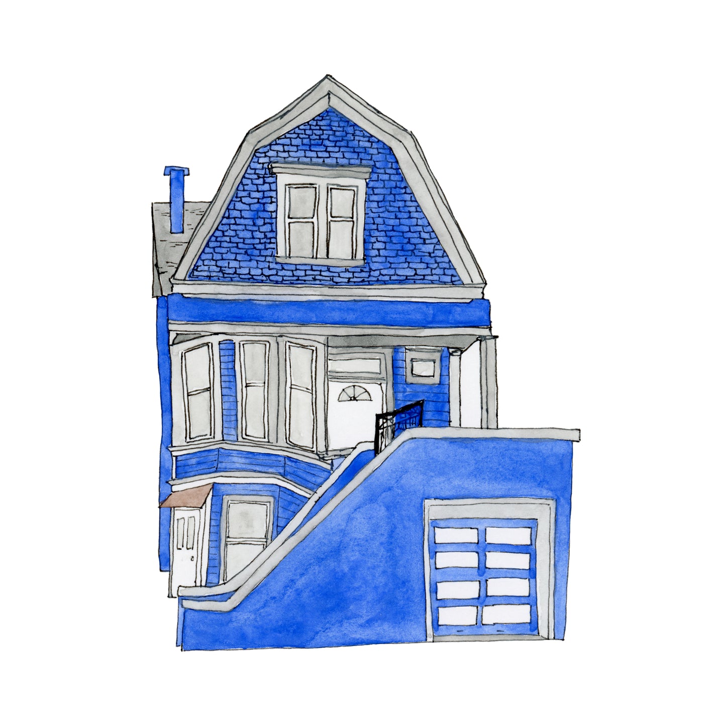 San Francisco, California House Art Print | Watercolor and Ink