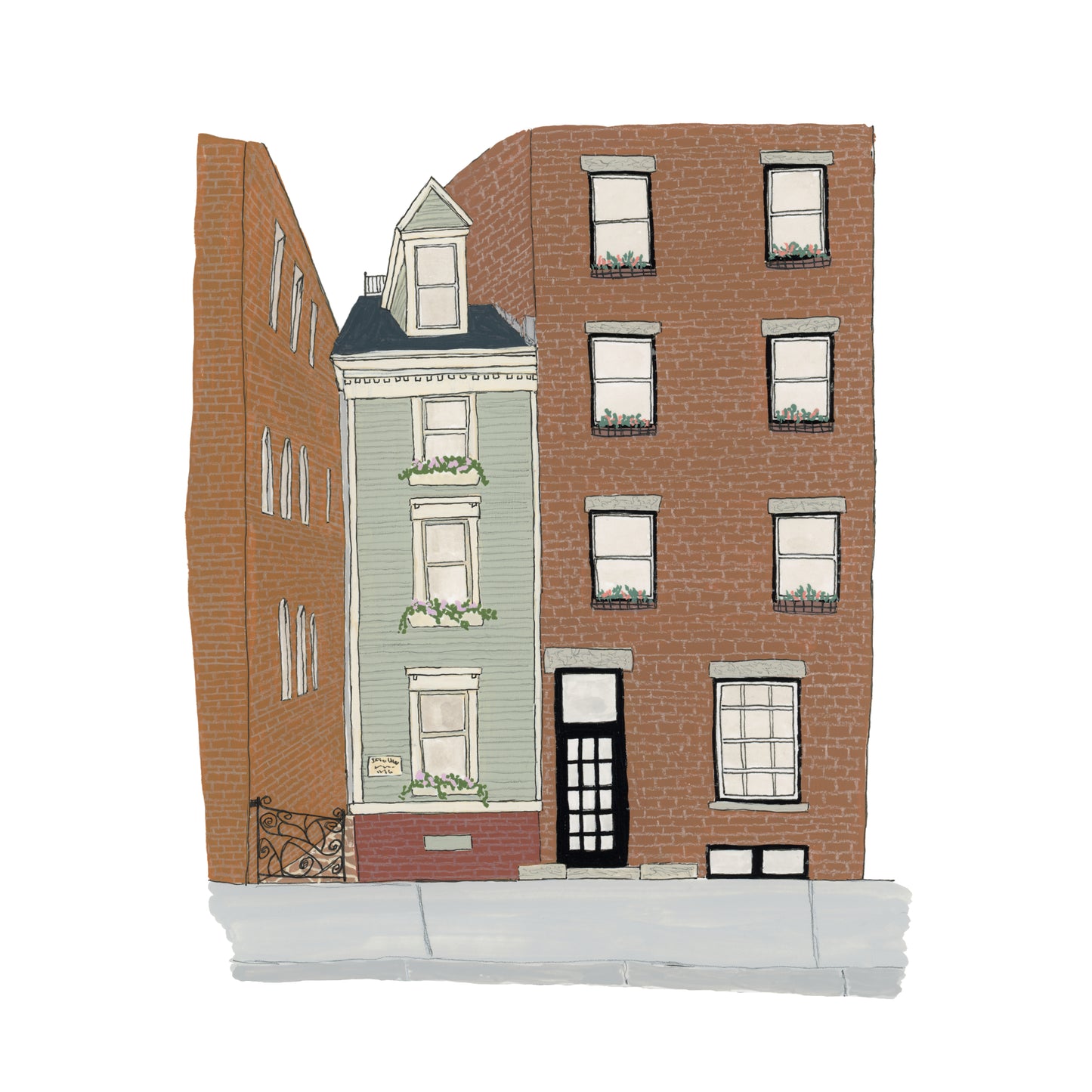 Boston's Spite House Art Print | Gouache and Ink