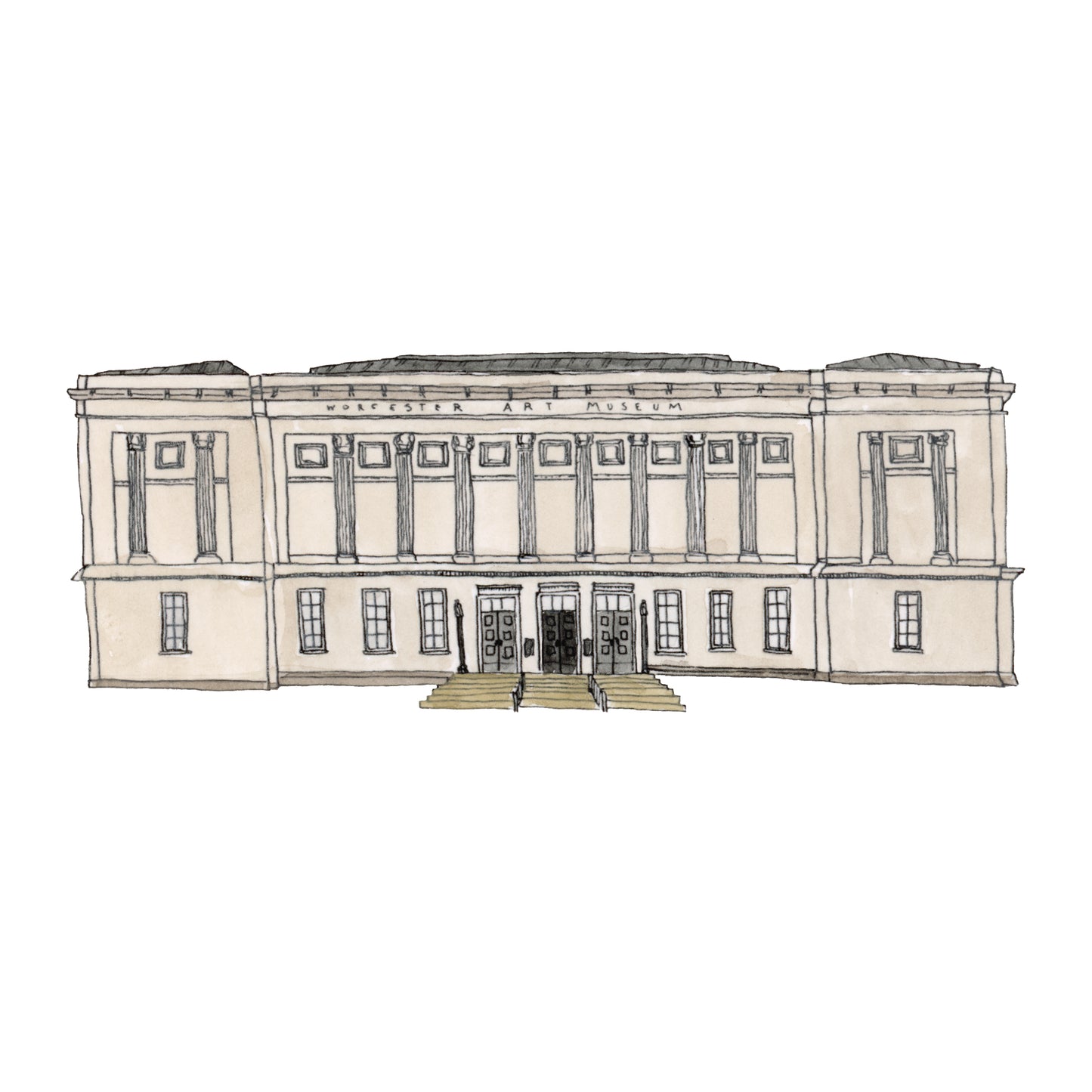 Worcester Art Museum Art Print | Watercolor and Ink