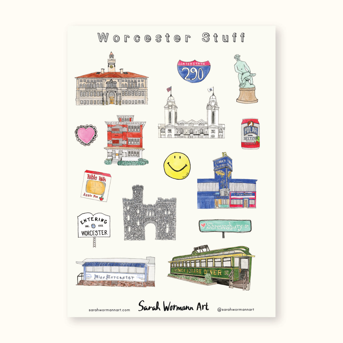 Worcester sticker sheet