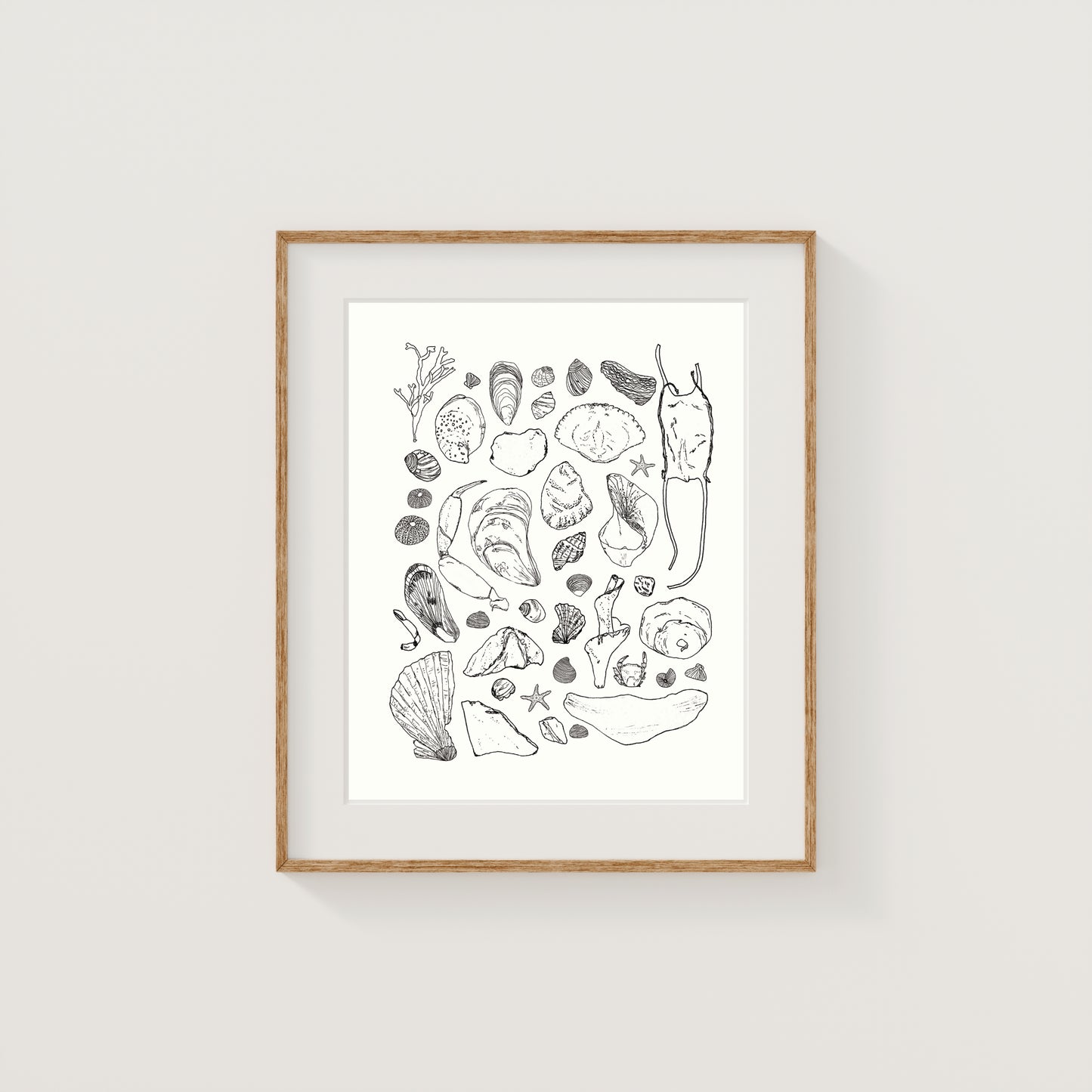 Beachcombing for Seashells Art Print | Cape Cod | Ink
