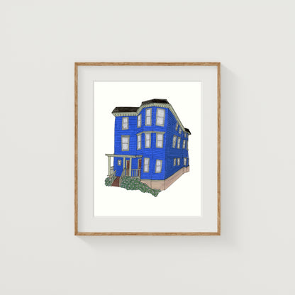 Jamaica Plain, Boston House Art Print | Gouache and Ink