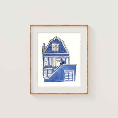 San Francisco, California House Art Print | Watercolor and Ink