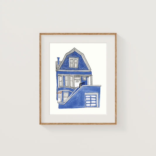 San Francisco, California House Art Print | Watercolor and Ink