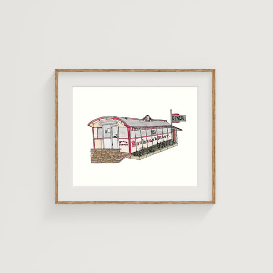 Boulevard Diner Art Print | Worcester, MA | Watercolor and Ink
