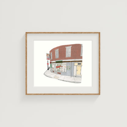 Bova's Bakery Art Print | Boston | Gouache and Ink