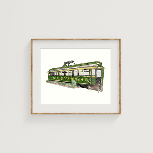 Chadwick Square Diner Art Print | Worcester, MA | Watercolor and Ink