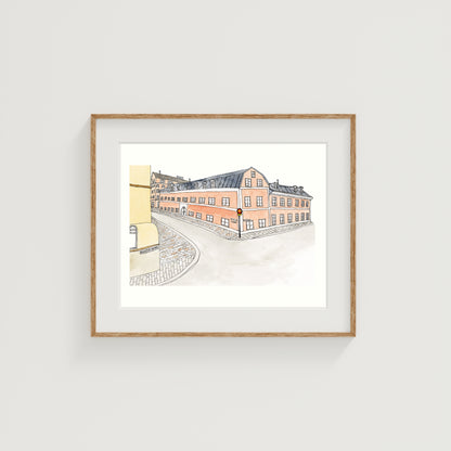 Copenhagen Buildings Art Print | Denmark | Watercolor and Ink