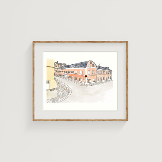 Copenhagen Buildings Art Print | Denmark | Watercolor and Ink