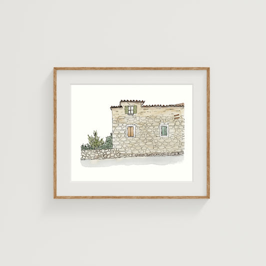 Croatia Building Art Print | Watercolor and Ink