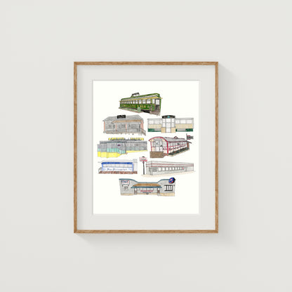 Diners of Worcester Art Print | Watercolor and Ink