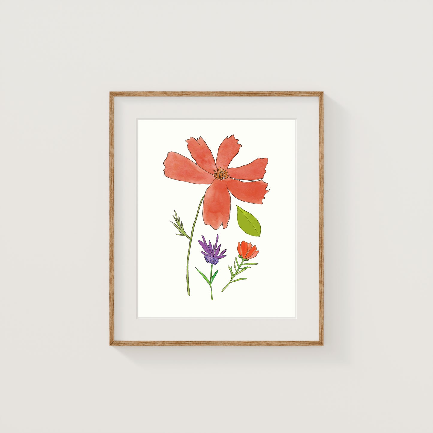 Flower Collection Art Print | Gouache and Ink