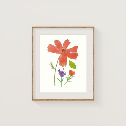 Flower Collection Art Print | Gouache and Ink