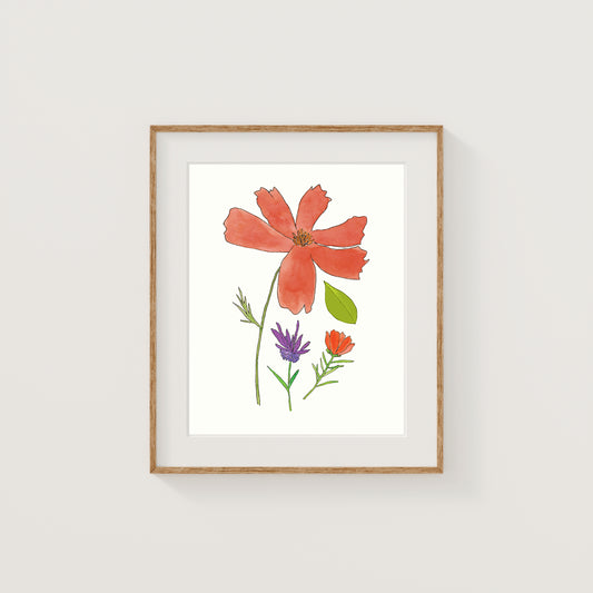 Flower Collection Art Print | Gouache and Ink