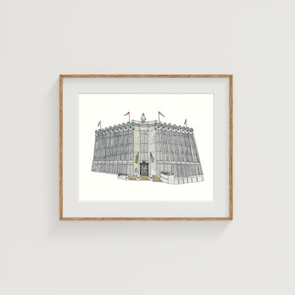 Higgins Armory Art Print | Worcester | Watercolor and Ink
