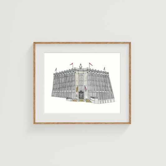 Higgins Armory Art Print | Worcester | Watercolor and Ink