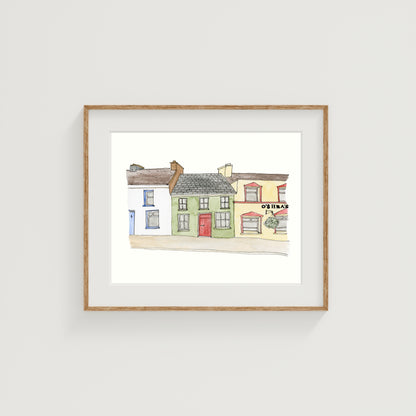Ireland Buildings Art Print | Watercolor and Ink