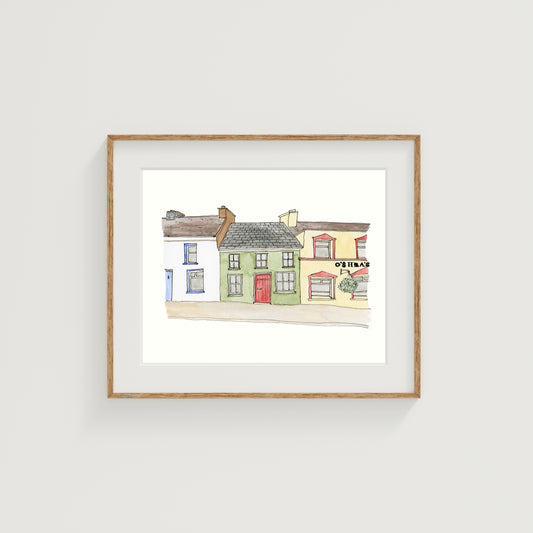 Ireland Buildings Art Print | Watercolor and Ink
