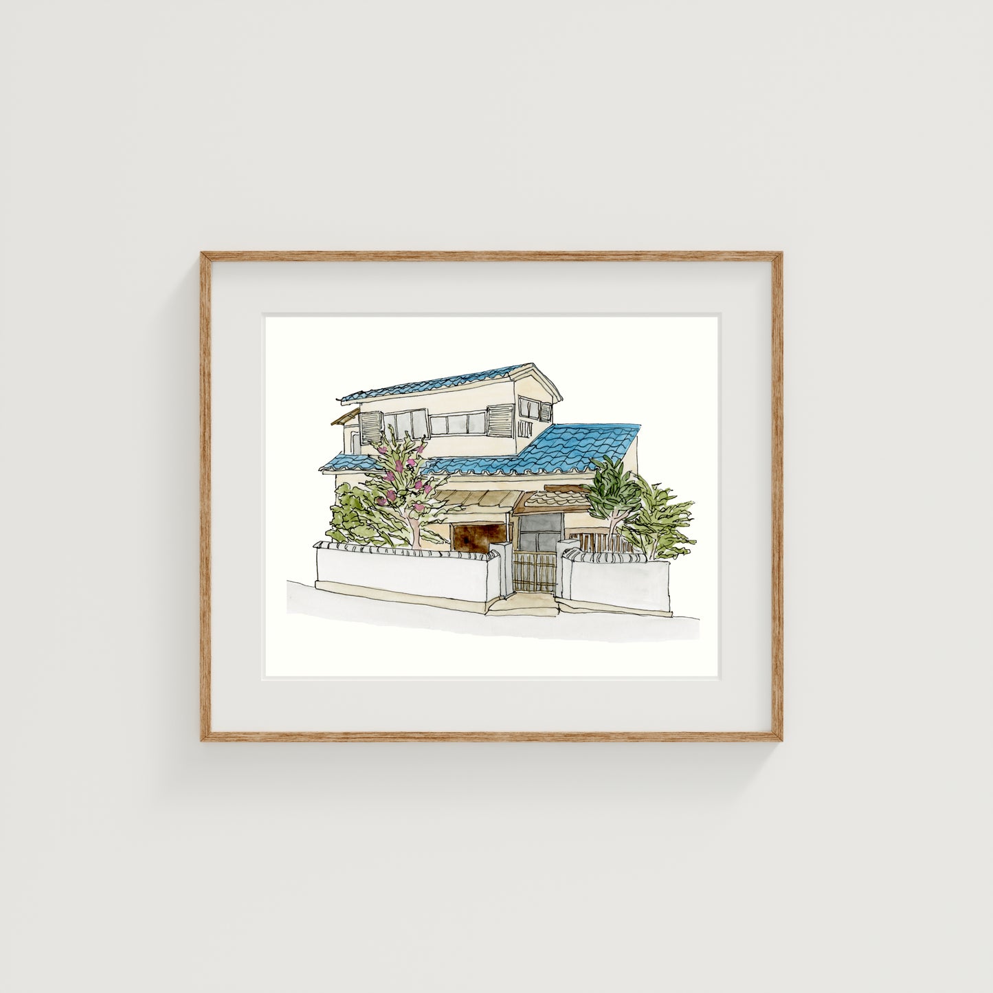 Japan House Art Print | Watercolor and Ink