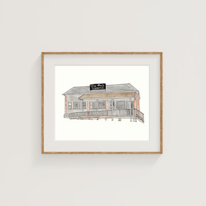 Lou Roc's Diner Art Print | Worcester, MA | Watercolor and Ink
