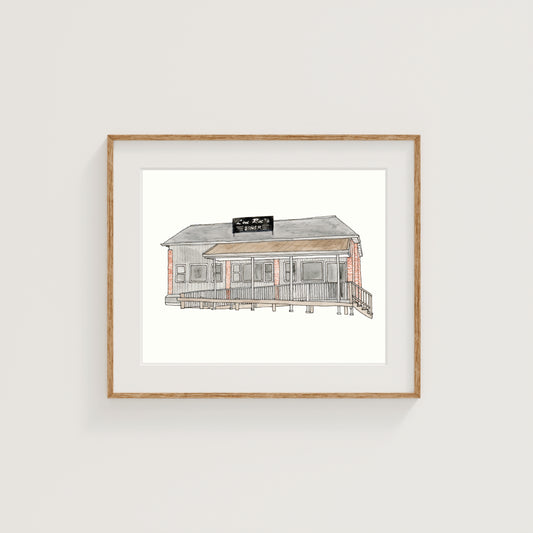Lou Roc's Diner Art Print | Worcester, MA | Watercolor and Ink